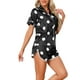thumbnail image 4 of Conjuntos de pijama de satén para mujer INSPIRE CHIC, ropa de noche, camisetas con pantalones cortos, conjuntos de lounge XS con puntos negros, 4 of 6