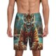 thumbnail image 1 of Balery Pond Meditating Tiger Pantalones cortos de pijama de punto de algodón para hombre con cinturilla y bolsillos-Large, 1 of 6