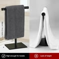 thumbnail image 3 of shiyou-Towel Racks Hand Towel Stand, Countertop T-Shape Stainless Steel Free Towel Rack Stand Storage for Table, Black Towel Ladder Hanger Bar Drying with Heavy Base for Bathroom Kitchen, Bathroom De, 3 of 4