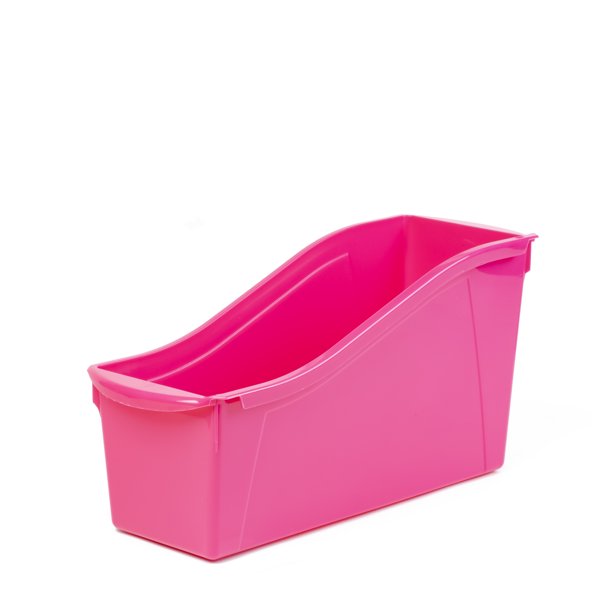 Pen+Gear Plastic Desktop Book Organzer Bin with Label Pocket, Fuchsia