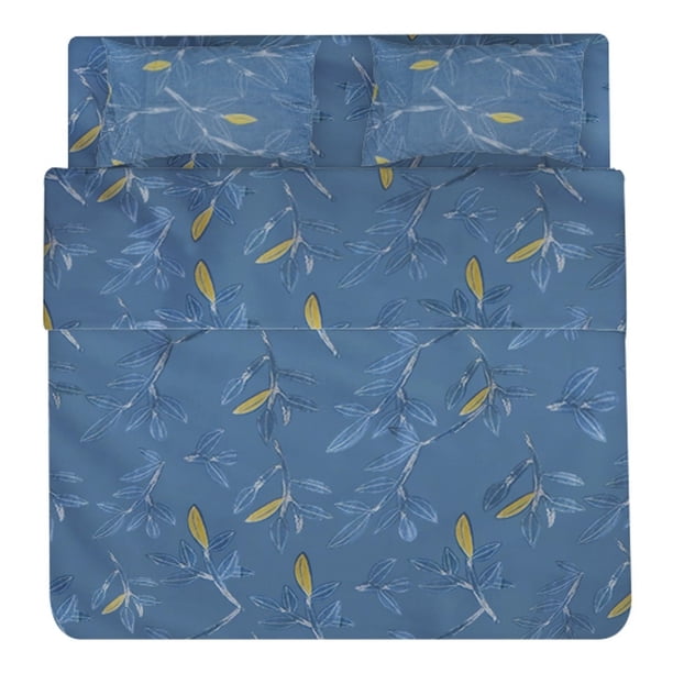 Juego De Sabanas Queen Size Estampadas De Microfibra De Poliester 4 Piezas Diseño Elegante Amplias Textura Suave