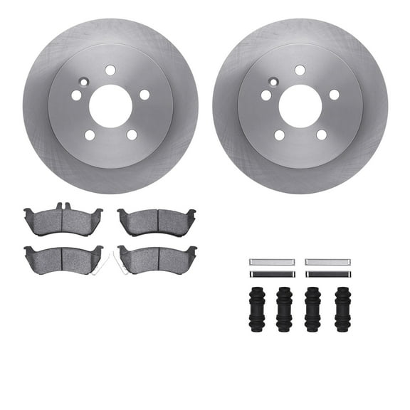 Dynamic Friction Company Rear Brake Rotors with 5000 Advanced Brake Pads includes Hardware 6512-63493