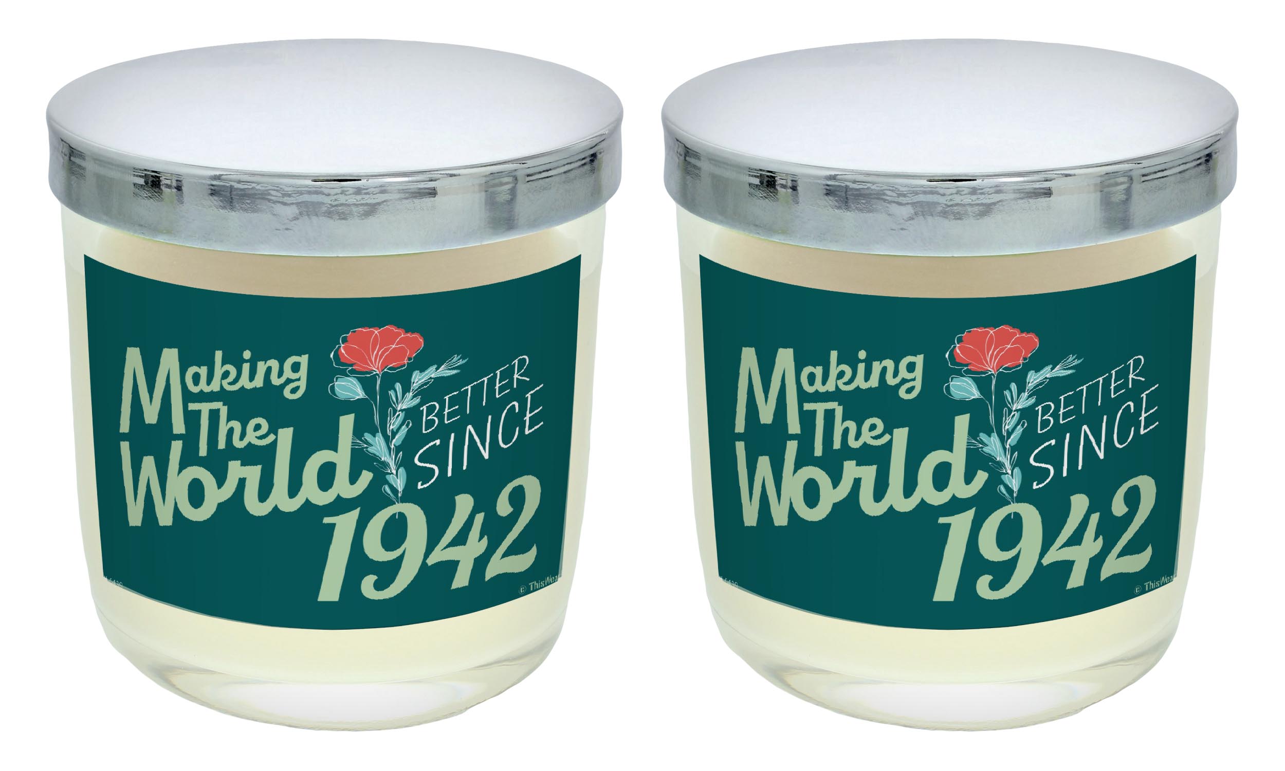 80th Birthday Party Favors Making The World A Better Place Since 1942  Scented Candle Jar Vanilla - Walmart.com
