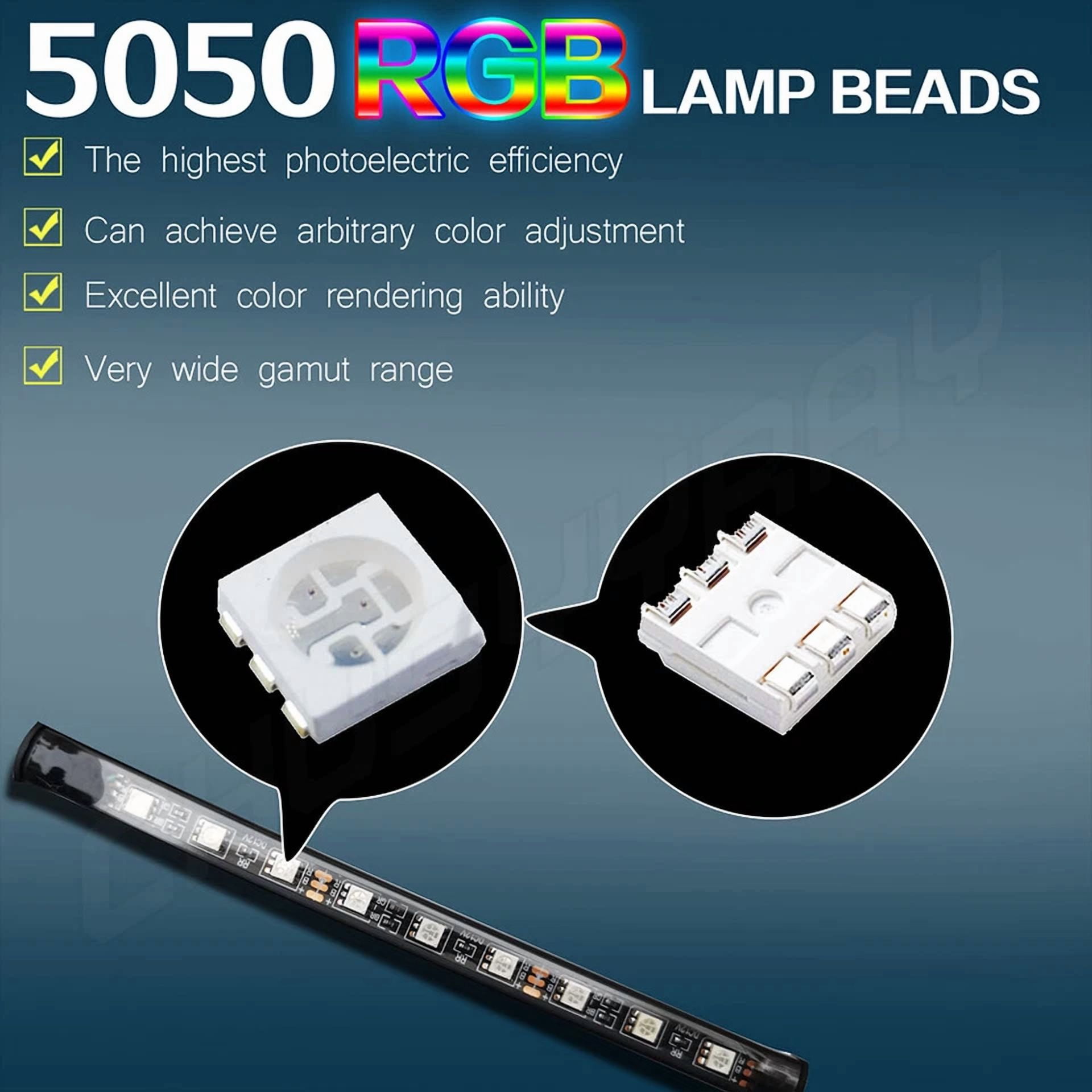4Pc Flexible 5050 Rgb Led Strip Light Remote Fairy Light Room Party
