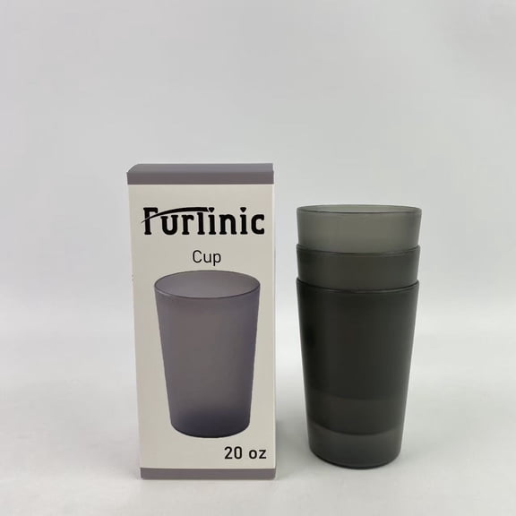 FURLINIC Cups,20-ounce Water Cups in Grey | Value Set of Restaurant Style Drinking Glasses, Stackable, BPA-free, Top-rack Dishwasher Safe