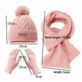 thumbnail image 3 of Kids Winter Hat Scarf Gloves 3-Piece Set, Striped Edge Color Block Beanie with PomPom, Fleece Lined Knit Mittens and Neck Warmer, Warm Toddler Accessories for Boys and Girls Ages 2-8 Years Old Khaki, 3 of 9