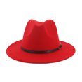 thumbnail image 5 of Tittly Cowboy Hat Wide Brim Hats Two Hats For Men Fedora Red Hat Wide Tone Wool Panama Bottom Jazz Women Casual Hat Baseball Caps Visor Hats Hats for Women Red One Size, 5 of 9