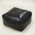 thumbnail image 2 of BBH Homes Black Round Leather Pouf Ottoman Handmade Recycled Cotton Fill BBBACPF0012, 2 of 9