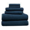 Hotel Style 6-Piece Egyptian Cotton Textured Bath Coordinate Towel Set, Marine Deep