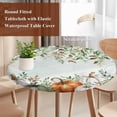 thumbnail image 4 of Autumn Leaves Round Tablecloth, Fitted Table Cover with Elastic for 45"-54" Round Tables, Thanksgiving Sage Green White Pumpkin Table Cloth Outdoor Indoor Dinning Party Waterproof Tablecloths, 4 of 7