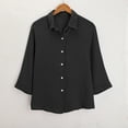 thumbnail image 5 of Enjoytime Button Down Shirts for Women Solid Color 3/4 Sleeve Plus Size Summer Tops Business Casual Work Blouses, 5 of 7