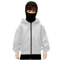 thumbnail image 2 of UQJfacai Boys Balaclava Hoodie Double Hooded Zip Up Jacket Fall Winter Oversized Long Sleeve Windproof Sweatshirt with Face Mask 4-15 Years, 2 of 5