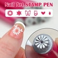 thumbnail image 5 of 15 Pack Reusable Nail Art Stamping Pen Set, Multi‑Shape Metal Pattern Heads Manicure Print Tool, Aluminum Alloy Nail Dotting Stamper for DIY Home Salon Creative Nail Art Decor Supplies, 5 of 7