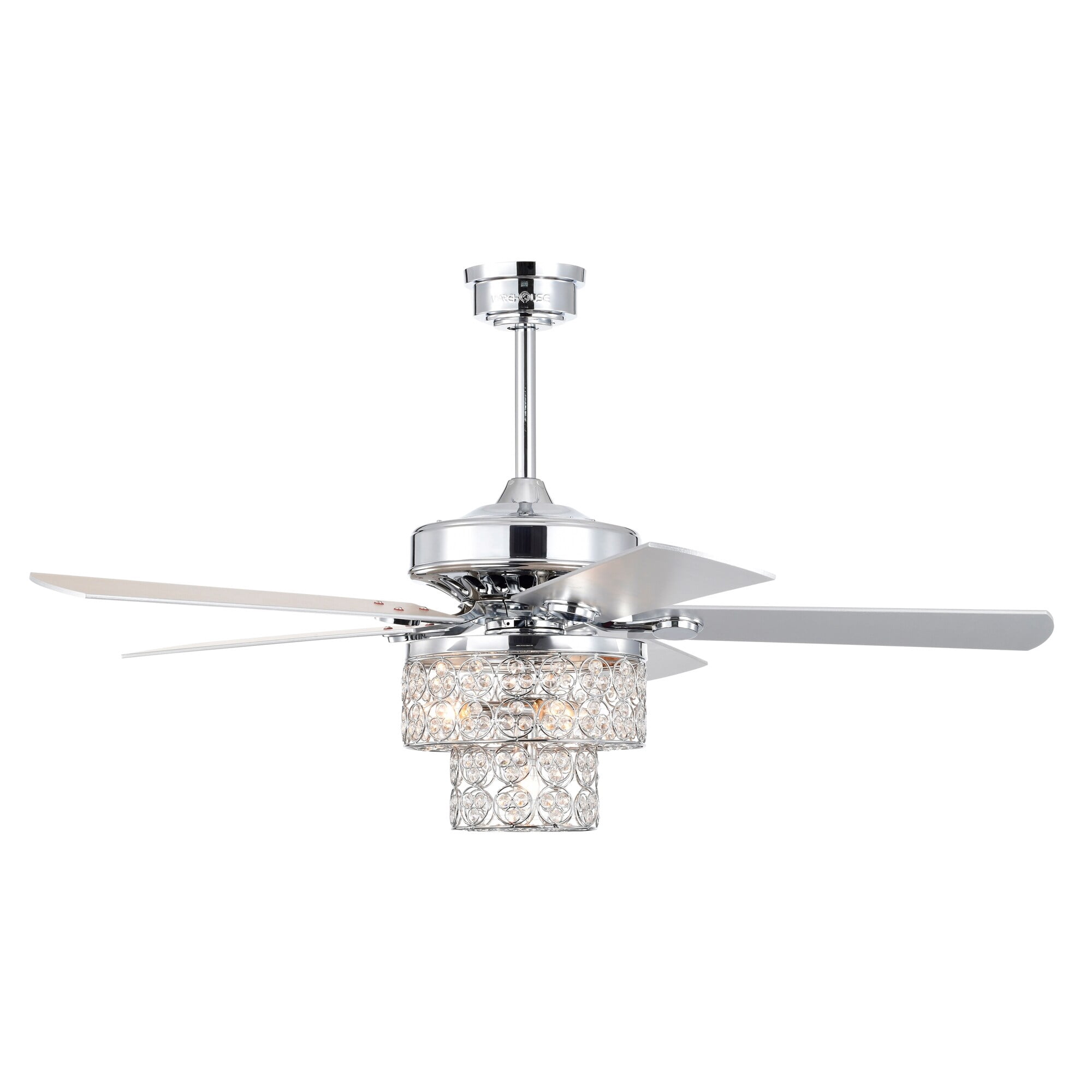 Caderina 52 in. 4-Light Indoor Chrome Finish Ceiling Fan with Light Kit and Remote