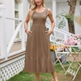 thumbnail image 2 of Fashion Women Summer Dresses 2026 Casual Round-Neck Solid Sleeveless Mid Calf Dress, 2 of 5