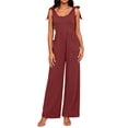 thumbnail image 5 of Pounoo Women's Jumpsuits Sleeveless Tie Shoulder Bow Detail Solid Color Casual Loose Wide Leg with Pockets Lightweight Comfortable Rompers Gift, 5 of 6