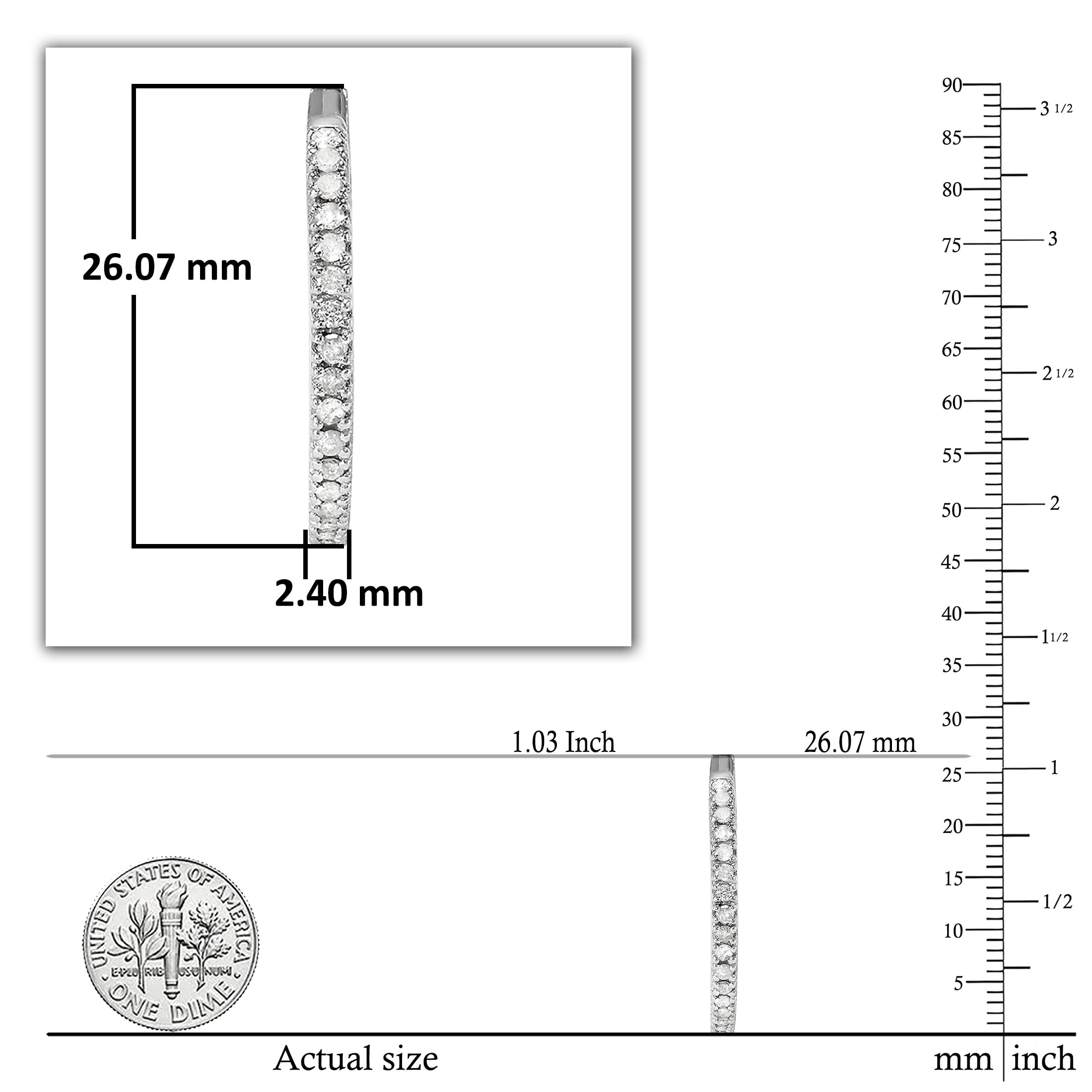 Dazzlingrock Collection 1.00 Carat (ctw) Round Black & White Diamond Hoop Earrings for Women in 925 Sterling Silver