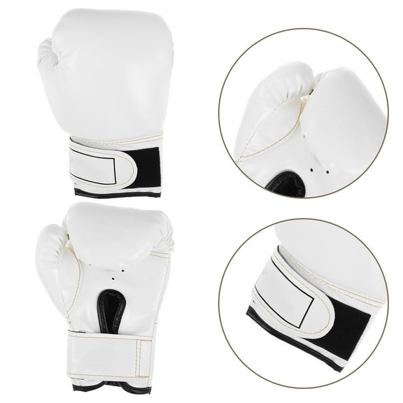 OUNONA 2 Pair White Boxing Gloves Lightweight Foam Padding Punch Bag Training Gear for Men Women
