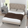 thumbnail image 3 of Queen Bed Frame Upholstered Platform Bed Frame with Headboard and No Box Spring Needed Wooden Slats Support Easy Assembly Additional Under Bed Storage Beige, 3 of 7