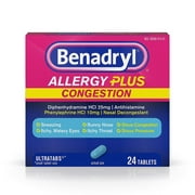 Benadryl Allergy Plus Congestion Ultra Tablets, 24 Count each