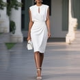thumbnail image 2 of Women's Wear to Work Dresses Cap Sleeve Sheath Bodycon Midi Dress Ruched Business Hollow Out Office Pencil Dress, 2 of 5