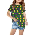 thumbnail image 2 of SwiftWear Mardi Gras T-Shirts for Girls, Funny Beads Glitter Print Short Sleeve Crew Neck Carnival Parade Party Outfit 3-14 Years, 2 of 5