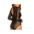 thumbnail image 3 of Womens Mesh Sheer Bodysuit Ladies Hollow Long Sleeve Leotard Tops Shirt Jumpsuit, 3 of 5