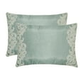 thumbnail image 2 of The HomeCentric Luxury Lumbar Pillow Cover Light Bllue, 12"x14" (30x35 cm) Sik Bead Hand Emboridery Oblong Pillow Cover, Abstract Victorian Style - Océane, 2 of 5