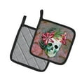 thumbnail image 2 of Caroline's Treasures Day of the Dead Skull Flowers Pair of Pot Holders, 2 of 3