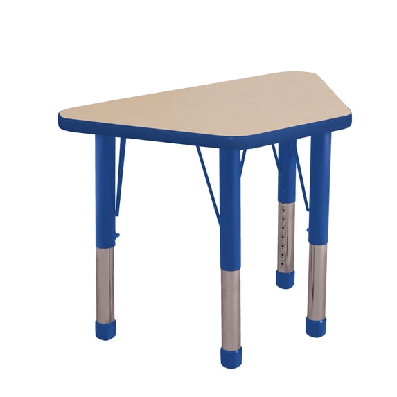 ECR4Kids 18in x 30in Trapezoid Premium Thermo-Fused Adjustable Activity Table Maple/Blue/Blue - Chunky Leg