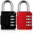 thumbnail image 1 of Gym Locker Lock, 4 Digit Combination Padlock for School, Employee, Outdoor, Gym & Sports, Cabinet & Storage Resettable Locks - Black & Red, 2 Pack, 1 of 6