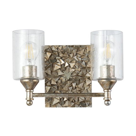 Lucas McKearn Mosaic 2-light Metal Bath Vanity Light in Antique Silver