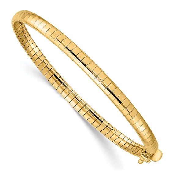 14k Yellow Gold Bracelet Omega & Cubetto 4 mm 7 in Domed