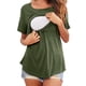 thumbnail image 1 of Camisetas de maternidad para mujer, moda de doble capa, lactancia, mangas cortas, Verde XXL, 1 of 9