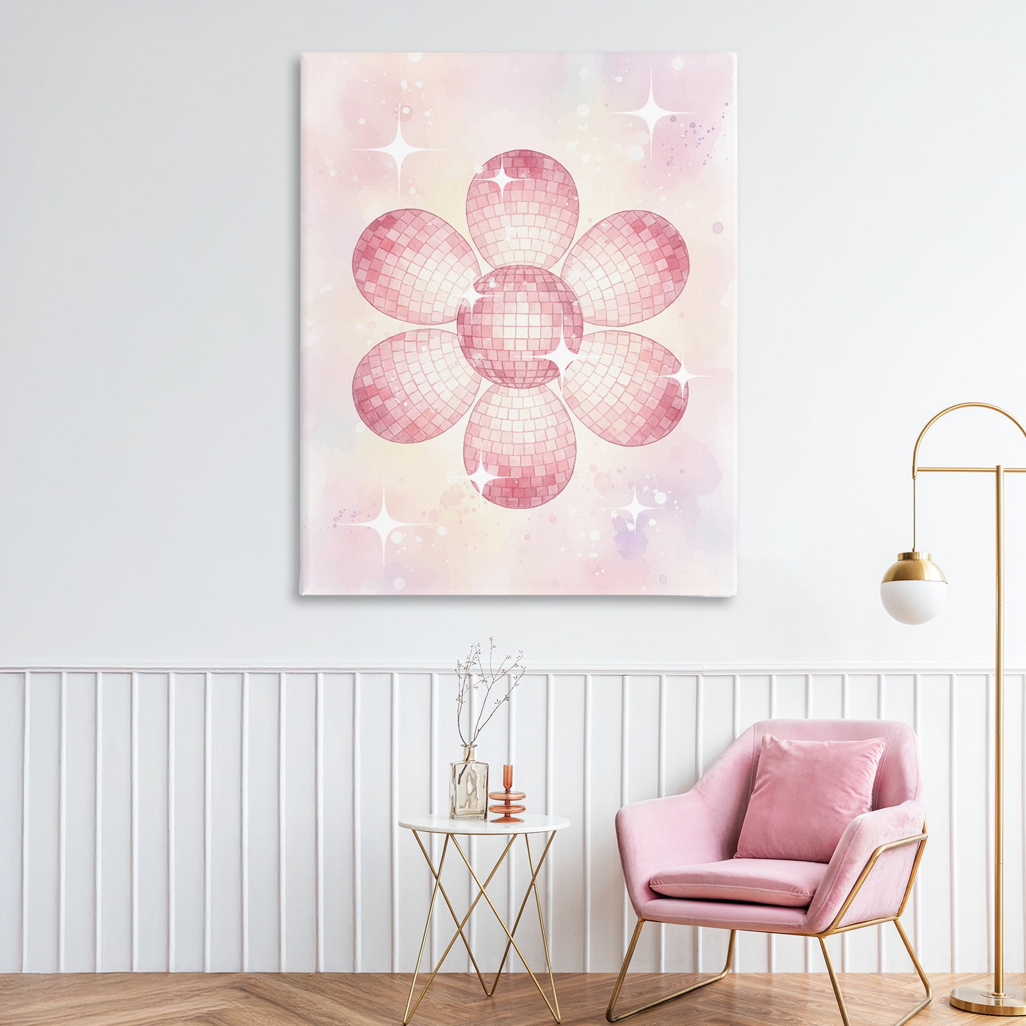 Stupell Industries Dreamy Pink Disco Ball Flower Canvas Wall Art, design by Lil' Rue