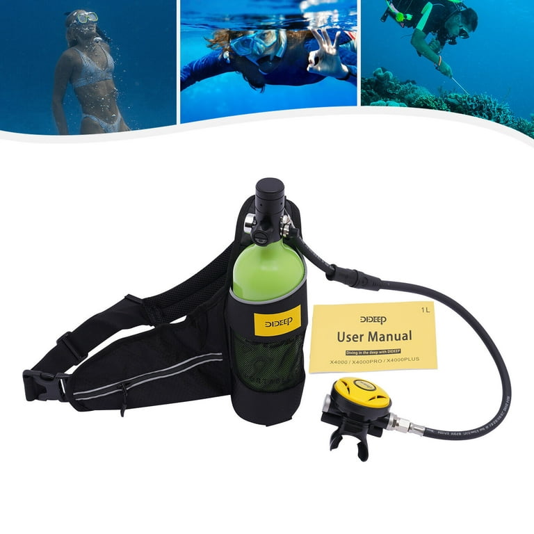  Scuba Tank 1L Diving Equipment Underwater Breath System  Cylinder Oxygen 15-20 Minutes Portable Lungs Air Buddy with Dive Goggles  (Black) : Sports & Outdoors