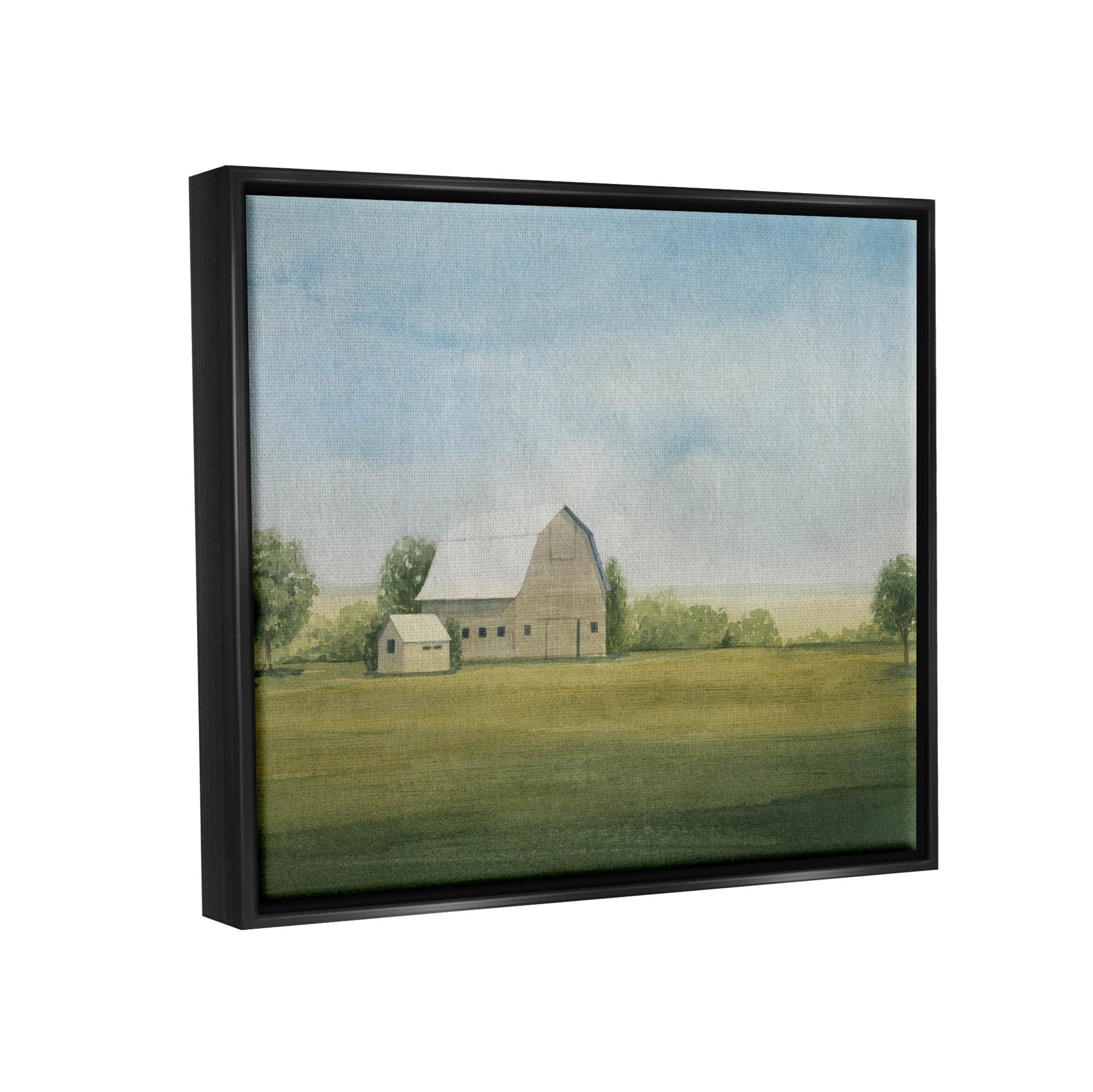 Stupell Industries Vast Rural Barn Landscape Painting Jet Black Floating Framed Canvas Print Wall Art, Design by Grace Popp