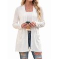 thumbnail image 2 of Cardigan Sweaters for Women Casual Open Front Long Sleeve Knit Coat with Pockets Trendy White L, 2 of 9