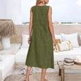 thumbnail image 6 of Kvture Summer Cotton Linen Long Dress for Women Sleeveless Boho Flowy Dresses Plus Size Loose Comfy Dress with Pockets Army Green, 6 of 8