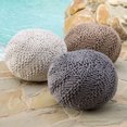 thumbnail image 3 of Vidar Outdoor Handcrafted Modern Fabric Weave Pouf, Light Brown, 3 of 9