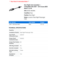 thumbnail image 2 of Rear Right Axle Assembly 1 - Compatible with 2007 - 2013 Acura MDX Base 3.7L V6 2008 2009 2010 2011 2012, 2 of 2