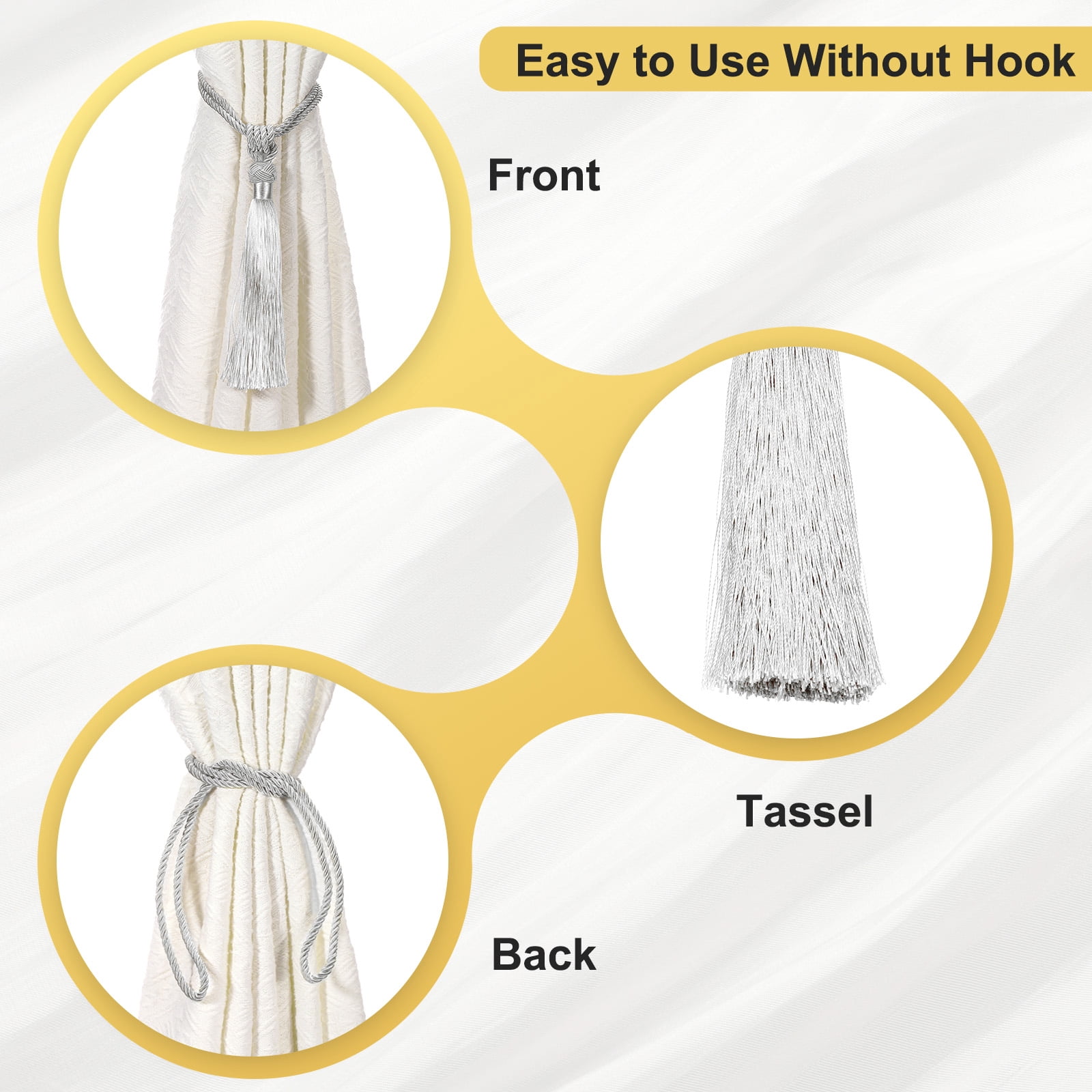 Unique Bargains Handmade Elegant Curtain Tiebacks Tassel Home Decor White 2 Pcs