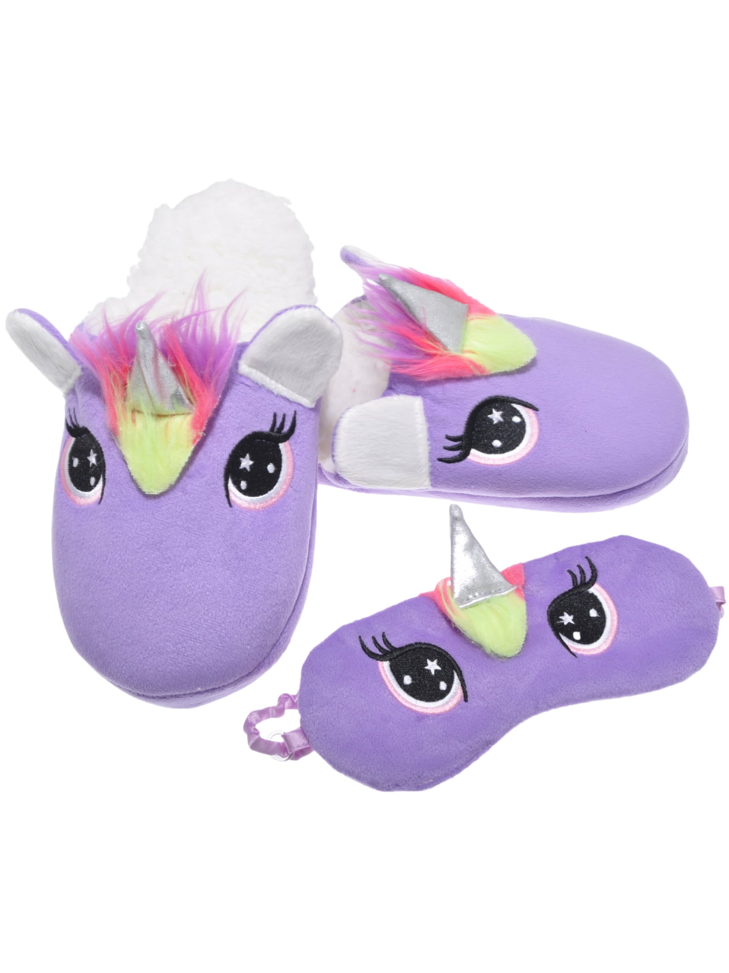 Angelina Women's Unicorn Plush Sherpa Slipper and Fuzzy Sleep Mask Set (SOLD SEPARATELY or as a