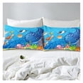 thumbnail image 6 of Marine Animals Comforter Set Full, Octopus Turtle Coral Bedding Set,Underwater World Cartoon Quilt Set 3 Pcs for Kids Teens Adults Room Decor,Sea Blue Duvet Insert with 2 Pillowcases, 6 of 7