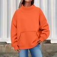 thumbnail image 7 of Weikingp Womens Mock Neck Sweatshirt Oversized Hoodie Fashion Clothing Winter Clothes Cowl Neck Tops Pullover Sweaters for Women Plain Mock Neck Sweatshirt Oversized Mock Neck Sweatshirt Orange M, 7 of 7