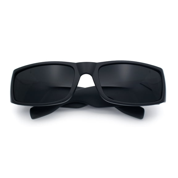 Iconic 90s Street Gangster Limo All Black Narrow Rectangle Sunglasses Matte Black