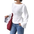 thumbnail image 3 of Camisas de Larga para Mujer, Tops Cortos de Otoño, Cuello , Mangas Acampanadas, Acanalados, con Cordones, Ropa Y2K XXL, 3 of 8