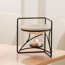 Warmself Delicate Romantic Book Shape Metal Tealight Candle Holder Oil Tart Burner Aroma Diffuser Furnace Home Decoration-Black