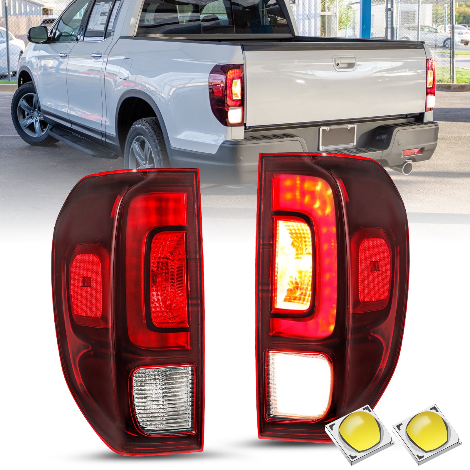 For 2017-2023 Honda Ridgeline OE Style Red Tail Brake Lights Assembly