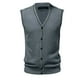 thumbnail image 4 of Chaleco de lana con cuello en V y hebilla para hombre - Color liso, sin cuello, ideal para citas o trabajo - Para todas las estaciones (M-XXXL), 4 of 4